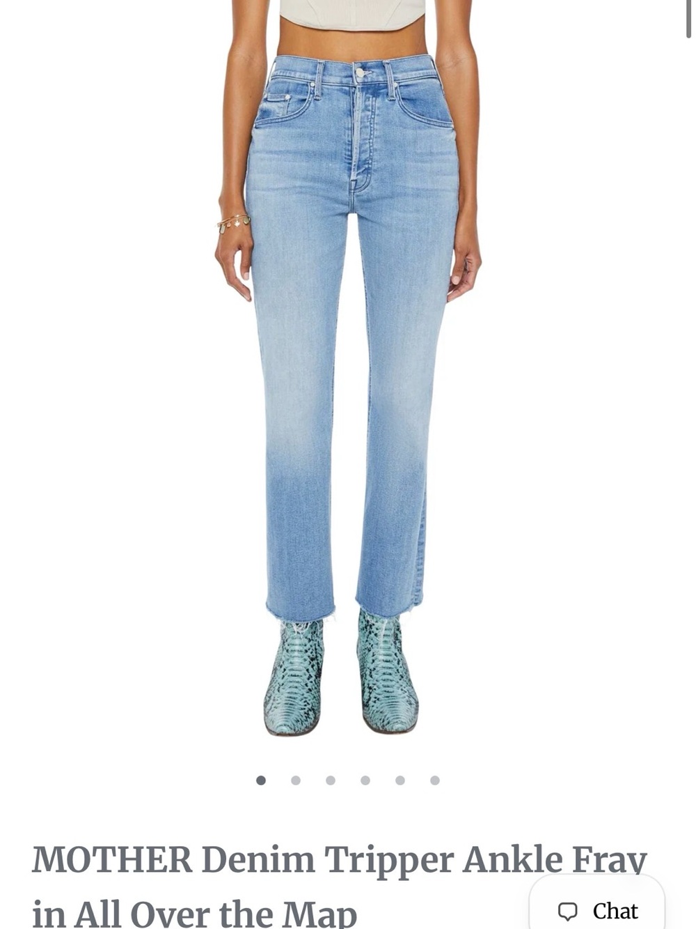 MOTHER Light Blue High-Rise Ankle Jeans with Frayed Hem